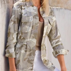 NWT Boston Proper metallic camo print studded utility jacket